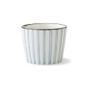 波佐見焼【藍屋】縞十草紋 カップ Φ8×6.5cm 200ml 150g 蕎麦猪口 磁器 はさみ焼 そばちょこ 小鉢 電子レンジ使用可 食洗機使用可能