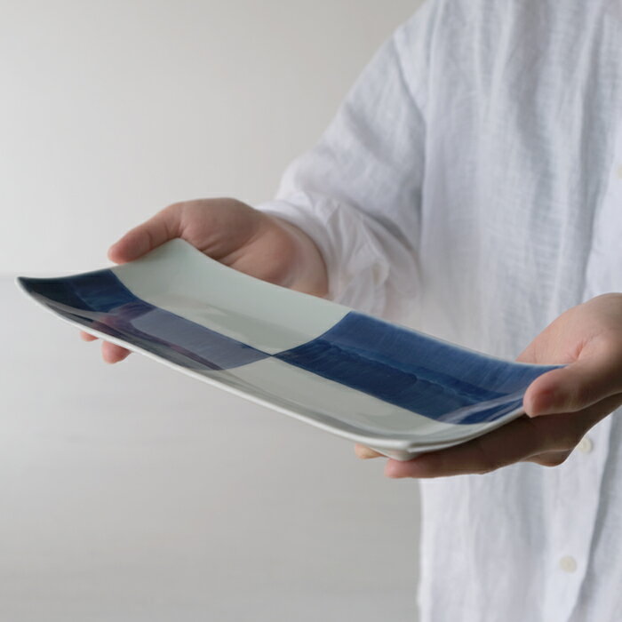 波佐見焼 長角皿 市松 さんま《長崎県産の康創窯》 秋刀魚 オードブル HASAMI おしゃれ 節分のサムネイル