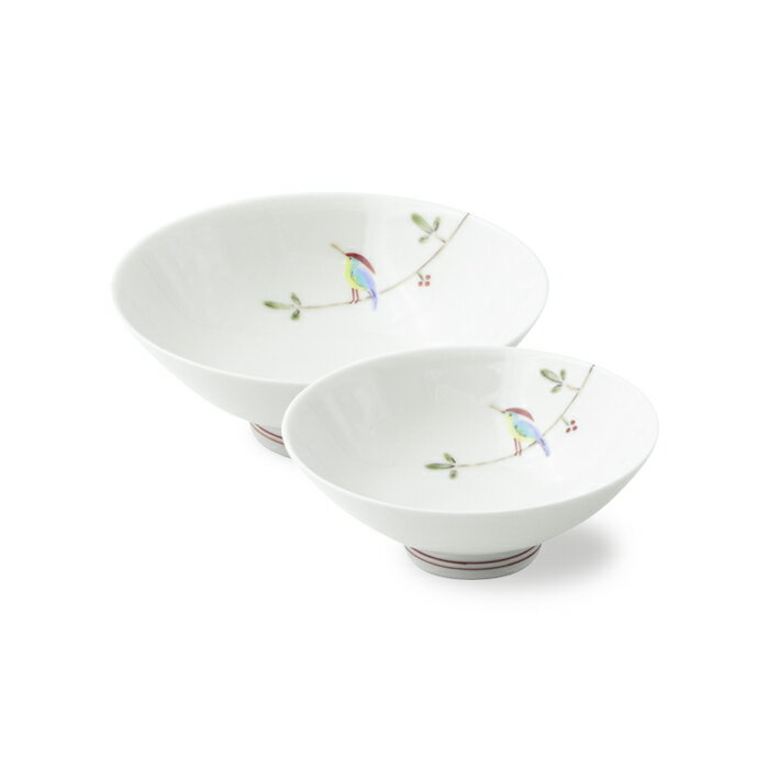 波佐見焼 枝小鳥 平碗セット 飯碗 お茶碗 鳥 花柄 茶器 通販 楽天 日本茶 煎茶 網茶こし付き HASAMI お..