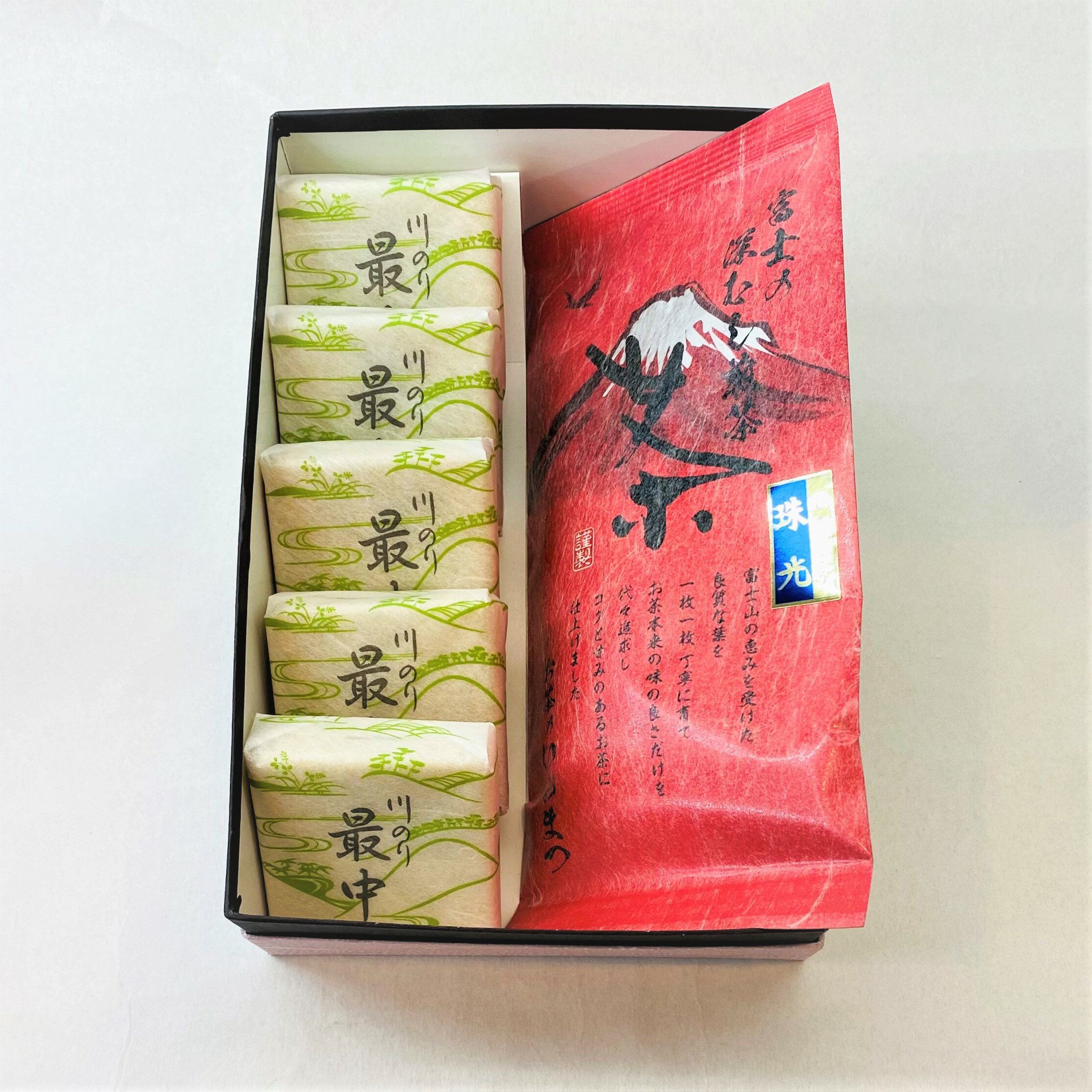 送料無料 川のり最中5個 深蒸し茶珠光100g詰合せ 最中 緑茶 お取り寄せ ギフト 贈答用 スイーツ お取り..