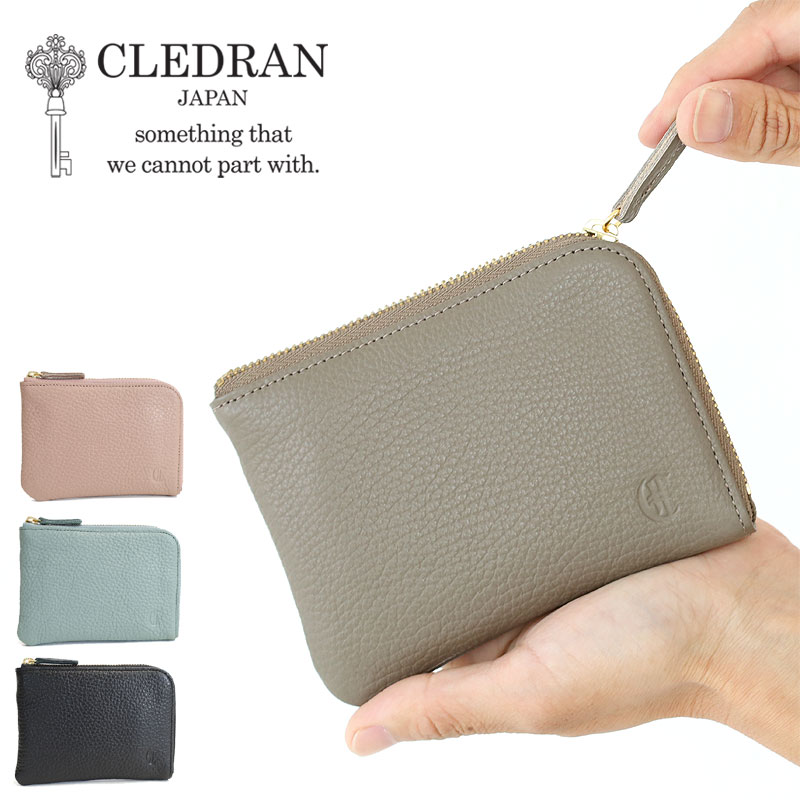 【選べるノベルティ＆無料ラッピング可】クレドラン 財布 スー ショートスリムウォレット CLEDRAN SOU SHORT SLIM WALLET CL3474 L字ファスナー財布 ミニ財布 コンパクト財布 日本製 レディース 本革 がま口 正規品 ギフト プレゼント akz016