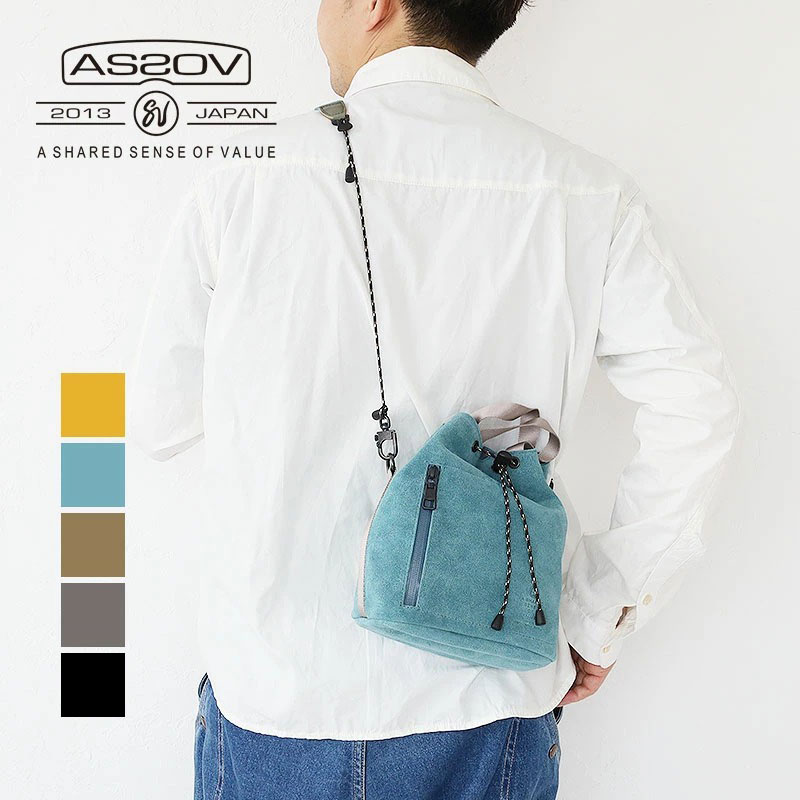 アッソブ ショルダーバッグ メンズ 【6/1はP10倍＋エントリーで更に4倍】AS2OV アッソブ バッグ WATER PROOF SUEDE DRAWSTRING BAG ウォータープルーフスウェードドローストリングバッグ 091754 巾着バッグ ショルダーバッグ ユニセックス メンズ レディース 撥水 UNBY akz044