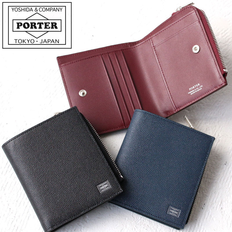 ポーター エイブル ウォレット 030-03439 吉田カバン 財布 メンズ PORTER ABLE WALLET レディース ブランド 二つ折 二つ折り 二つ折り財布 本革 牛革 レザー カード カード収納 小銭入れあり 日本製 ブランド 大人 コンパクト 薄い 薄マチ