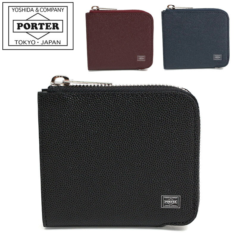 ポーター エイブル ウォレット 030-03441 吉田カバン 財布 メンズ PORTER ABLE WALLET メンズ レディース 財布 ミニ財布 ミニサイズ 本革 牛革 レザー ブランド コンパクト 小銭入れあり コインケース 型押し カード カード収納 日本製 大人 シンプル Lファス L字ファスナー