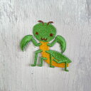 カマキリ 昆虫 刺繍 ワッペン アップリケ アイロン ハンドメイド 入園 入学 幼稚園 保育園 ハンドメイド