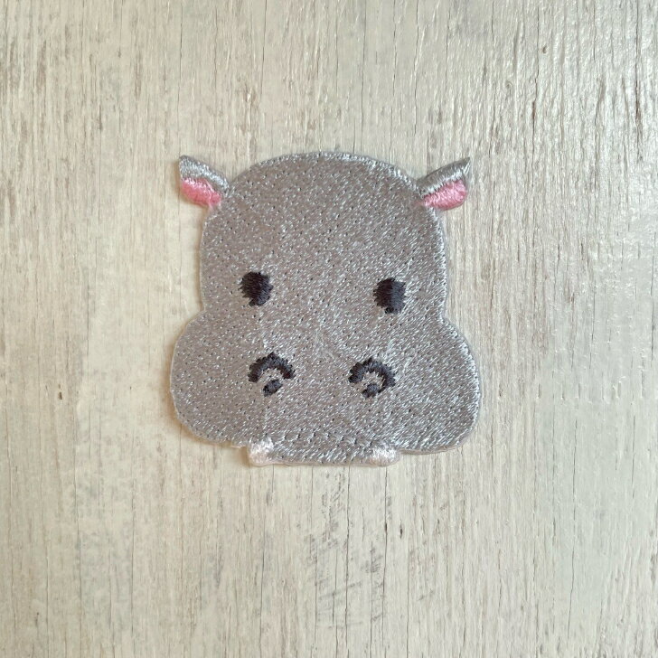 Rakuten - ワッペン アイロン カバ (大) 【1000円以上購入送料無】 動物 かば 刺繍 アップリケ ハンドメイド 入園 入学 幼稚園 保育園 ハンドメイド 男の子 女の子 大人向け 先生