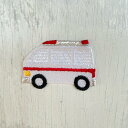救急車 (大) 【1000円以上購入で送料無】 刺繍 働く車ワッペン アップリケ アイロン 大きめワッペン入園 入学 幼稚園 保育園 ハンドメイド 【働く車シリーズ】