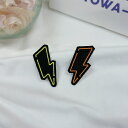 ワッペン アイロン接着 大きめ イナズマ (小) ブラック 大人向け アップリケ ハンドメイド クラフト 手芸 手作り 副資材 工作 DIY 素材 材料 作製 ...