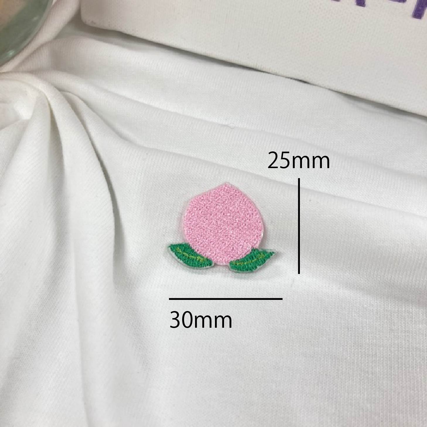 3個 セット もも 桃 モモ 【1000円以上購入で送料無】 果物 マーク 可愛い 刺繍 ワッペン アップリケ アイロン ハンドメイド 入園 入学 幼稚園 保育園 ハンドメイド