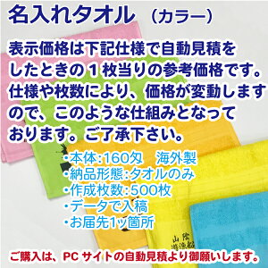 名入れ タオル オリジナル プリント カラータオル 粗品 オーダー タオル【版代無料】160匁 180匁 200匁 220匁 240匁 海外製 日本製 選べます【のし紙 ポリ袋入り タオルのみ 対応可】セール 年賀状印刷 年賀状作成ソフト セール