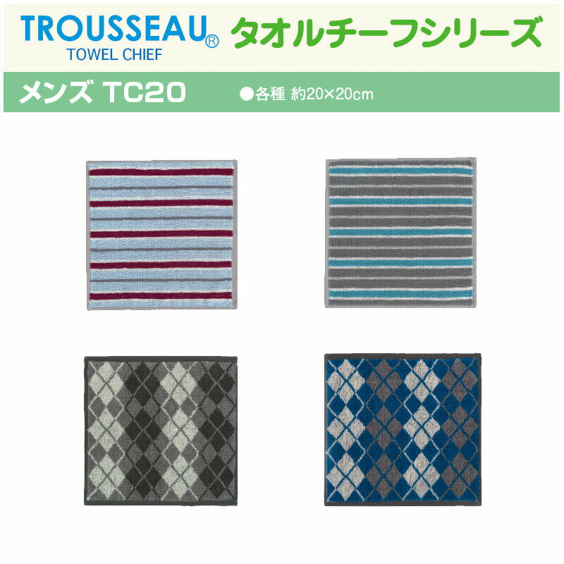 タオルチーフ タオルハンカチ ストライプ ボーダー アーガイル チェック デイリーユース 父の日 ＜TROUSSEAU TROUSSEAU トルーソー メンズ TC20＞