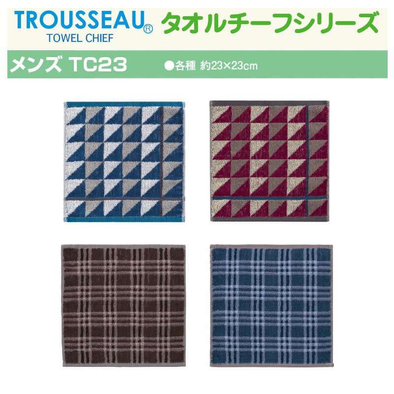 タオルチーフ タオルハンカチ 幾何学模様 チェック デイリーユース ＜TROUSSEAU TROUSSEAU トルーソー メンズ TC23＞