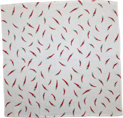 【日本製】小桜ガーゼ小紋柄　ハンカチ（ハンドタオル） とうがらし（白）【6枚までネコポス便OK】