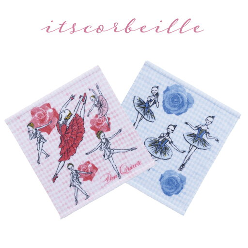 Itscorbeille イツコルベイユ ハンドタオル 約34x36cm 綿100% Cotton100% 無撚糸 プリント バレエ イラスト 子供用 大人用 Itscorbeille イツコルベイユ ハンドタオル 約34x36cm 綿100% Cotton100% 無撚糸 プリント バレエ イラスト 子供用 大人用