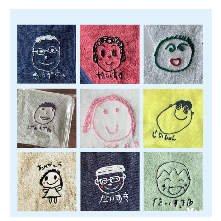 【母の日父の日】手書きイラスト入り今治エコタオルハンドタオル(トレーニング用品部活タオル名入れタオル)