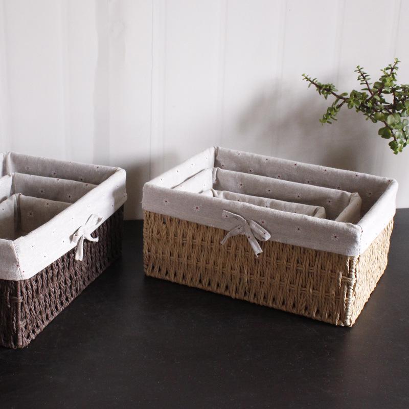 収納ケース バスケット 小物入れ フルーツ 玩具 雑貨 化粧品 藤編み 引き出し 陳列 カラー グレー ブラウン