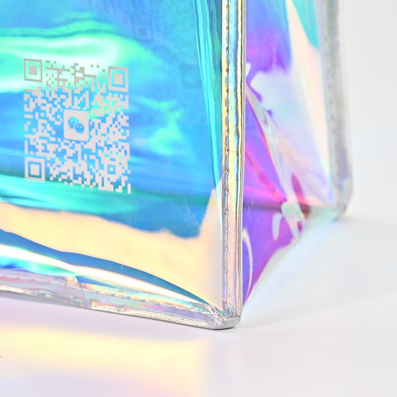 トートバッグ レディース メンズ PVC レーザー加工 オーロラカラー 虹色 透明 鞄 ハンドバッグ ロゴ入れ可能(x50)