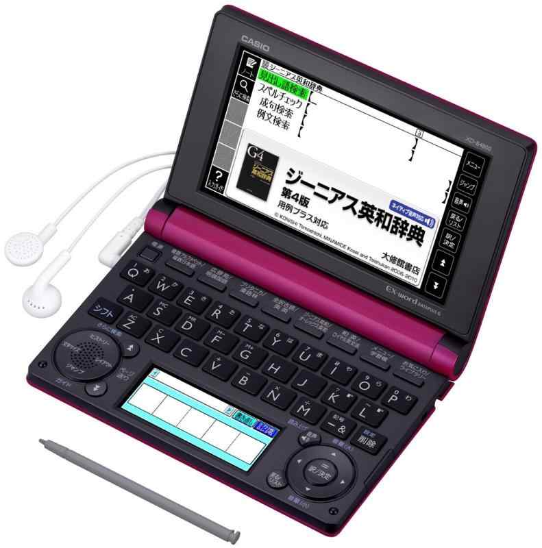 CASIO Ex-word 電子辞書 高校生学習モデル XD-B4800 マゼンタピンク XD-B4800MPXD-B4800シリーズ画面サイズ：5型 / 表示可能字数：43X23 / カラー液晶 / バックライト：非対応 / タッチパネル対応 / キー配列：QWERTY辞書：国,漢,古,英和,和英,英英 / その他辞書：教育,学習,トラベル / 収録辞書数：130 / 音声発音：ネイティブ+合成拡張：microSD,USB / 内蔵メモリ容量：100MB / テキスト読込：対応電源：単3乾電池 / 最大連続使用：130時間
