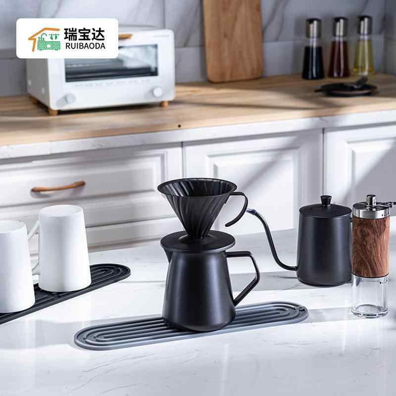 シリコン製 水切りマット グラスマット シンクマット 食器乾燥マット キッチンマット 大判 グレー ブラ..