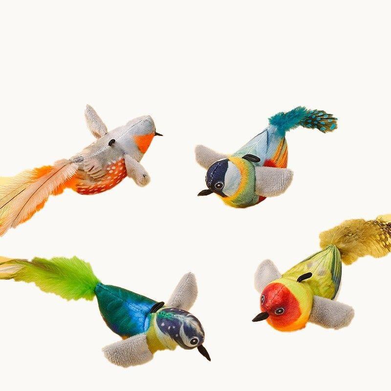 猫 おもちゃ 猫用玩具 吊り下げ 揺れる 鳥の鳴き声 羽根 弾力 ストレス解消 運動不足解消