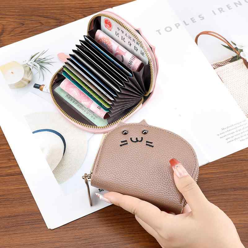 カードケース レディース 多機能 コンパクト 財布 ミニ財布 かわいい 猫 ねこ 型押し おしゃれ スキミ..