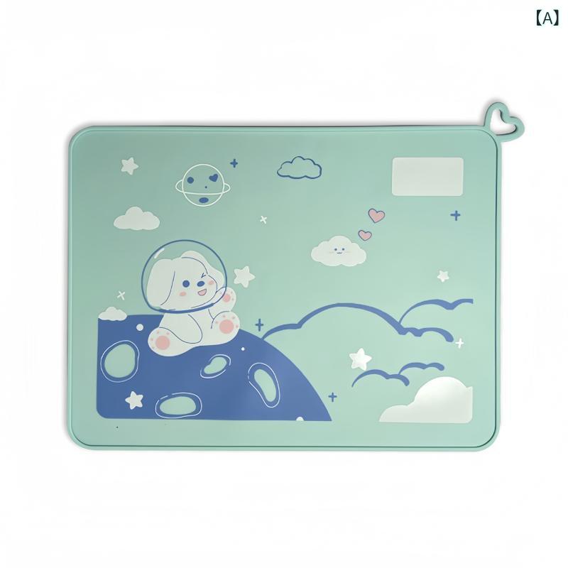 ランチマット キッズ 子供用 シリコン製 耐熱 滑り止め 防水 離乳食 ベビー 食事用 かわいい アニマル柄 グリーン ピンク イエロー