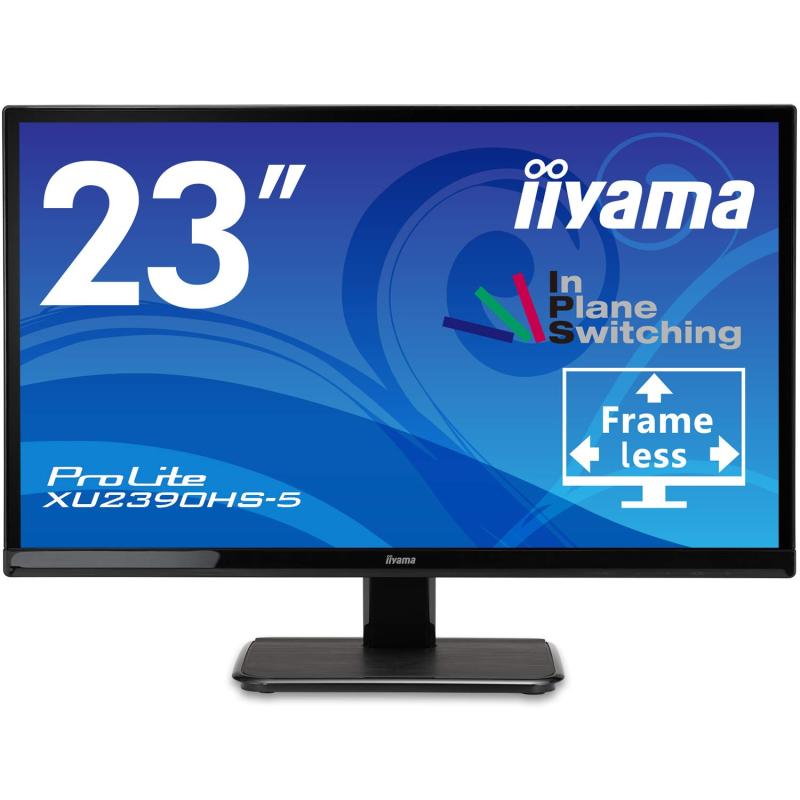 【中古】iiyama モニター ディスプレイ 23インチ フルHD AH-IPS方式 フレームレス HDMI DVI-D D-Sub 全ケーブル付 3年 国内サポート XU2390HS-B5