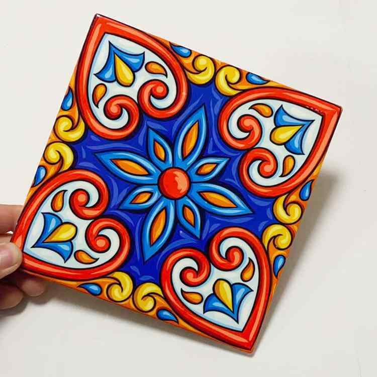 楽天リモコンタウンエコ 楽天市場店テーブル用品 ランチョンマット コースター イタリア風 セラミック 鍋敷き 断熱マット 手描き 油絵風プリント スクエア型（x300）