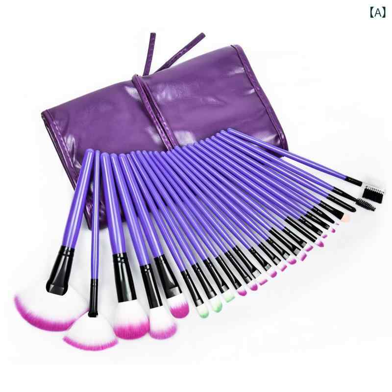 メイクブラシ 24本セット 携帯用 メイクブラシセット 化粧ブラシ 人工繊維 ブラック 黒 メイク道具