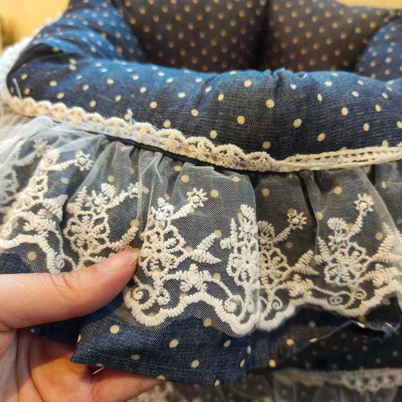 ペット用ベッド 小型犬 猫用 デニム レース あったか クッション 快適 睡眠 猫 帳篷 防風 厚手 ペットハウス