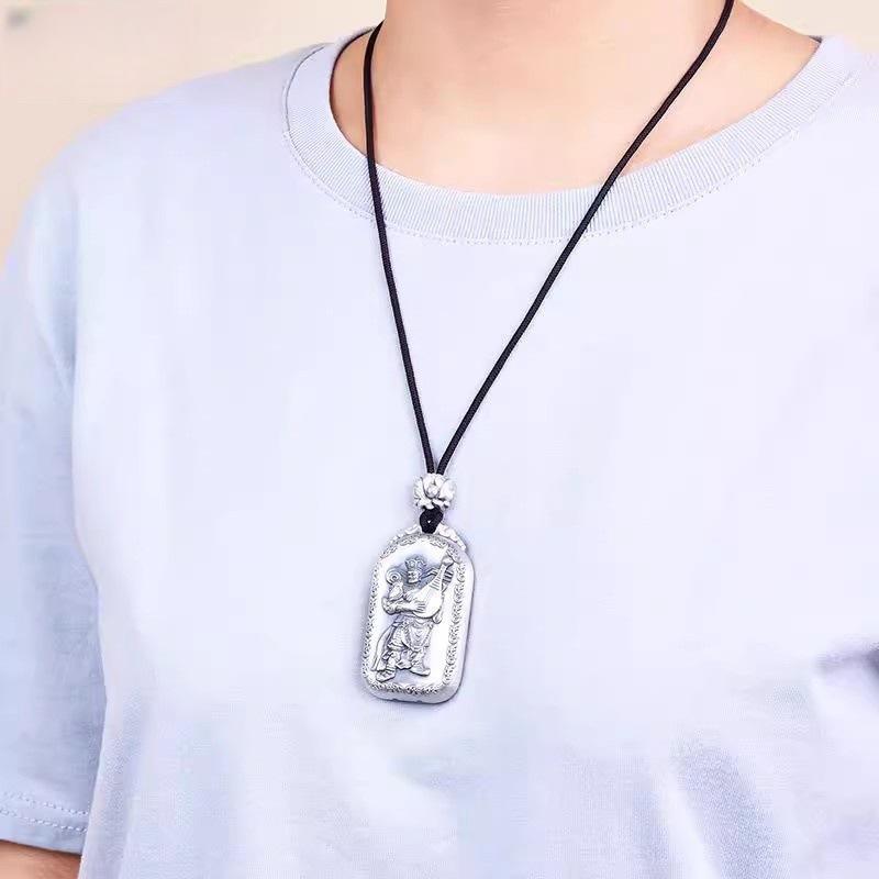 ネックレス メンズ ペンダント 仏像 四天王 金剛力士像 お守り 縁起物 レトロ ブラック ゴールド 開運 ..