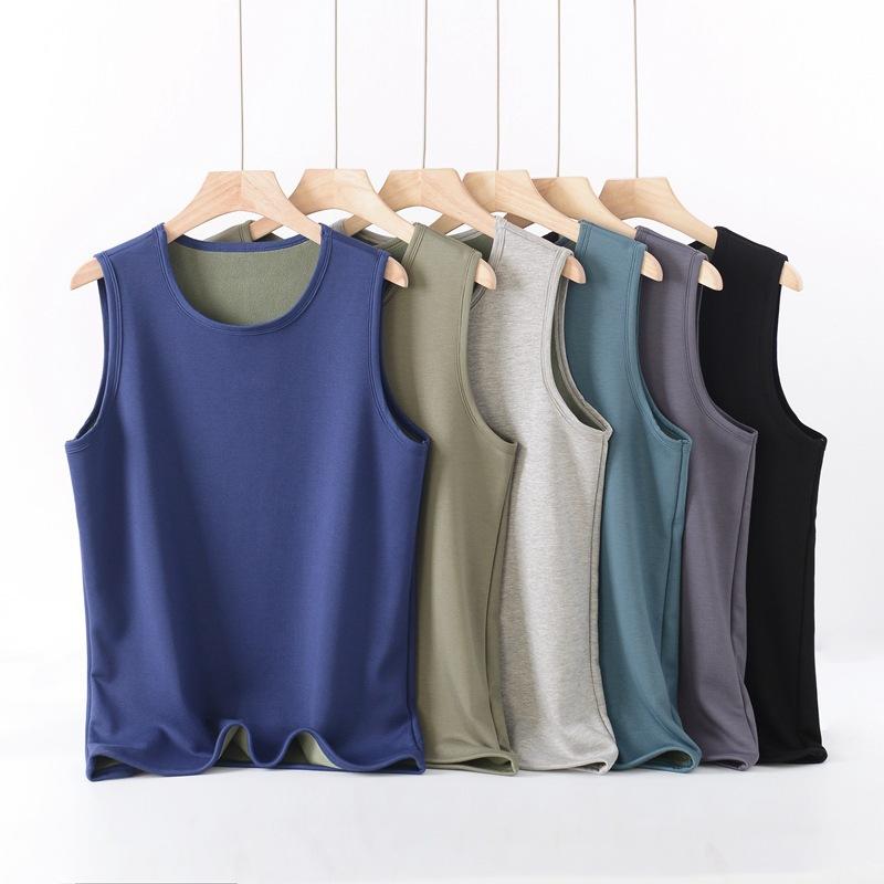 ベスト 男性用 秋冬 裏起毛 厚手 防寒 暖か インナー 肌着 トップス 大判サイズ 部屋着 普段使い デー..