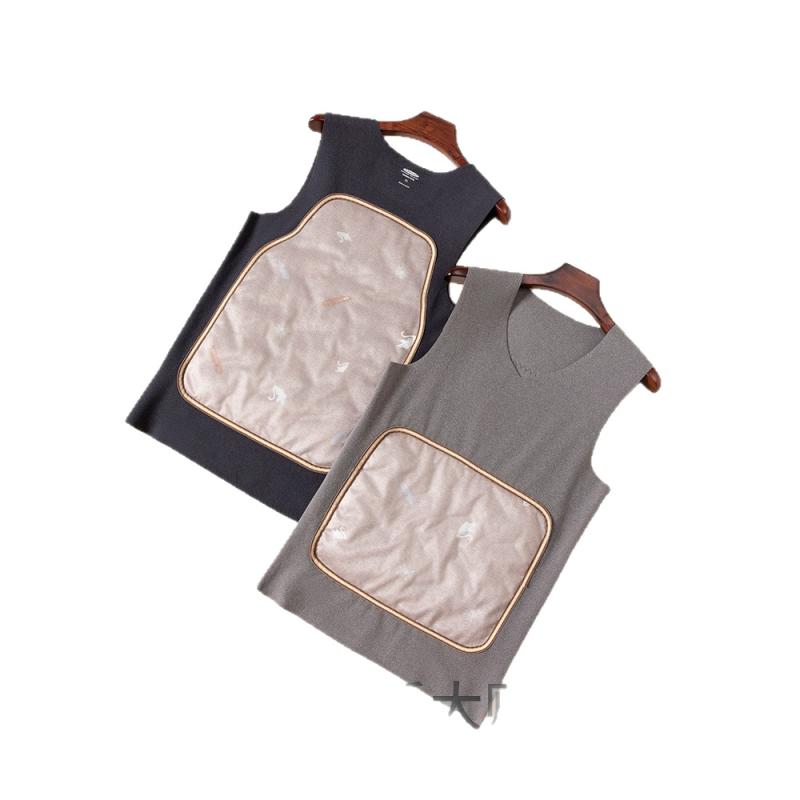 ベスト 男性用 ダウン あったかインナー 肌着 防寒 暖 腹巻 チョッキ Uネック 無地 厚手 グレー ブラッ..