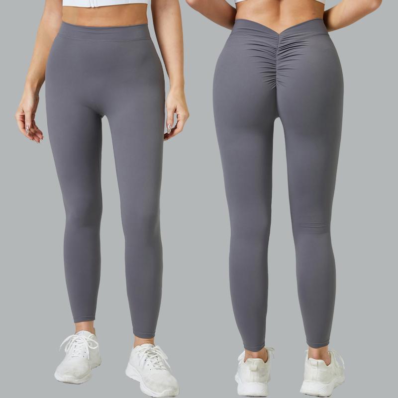 ヨガパンツ レディース Vウエスト ヒップアップ 運動用 タイト 美脚パンツ スポーツ ランニング 伸縮性 ストレッチ 春夏秋冬 ブラック ピンク グレー