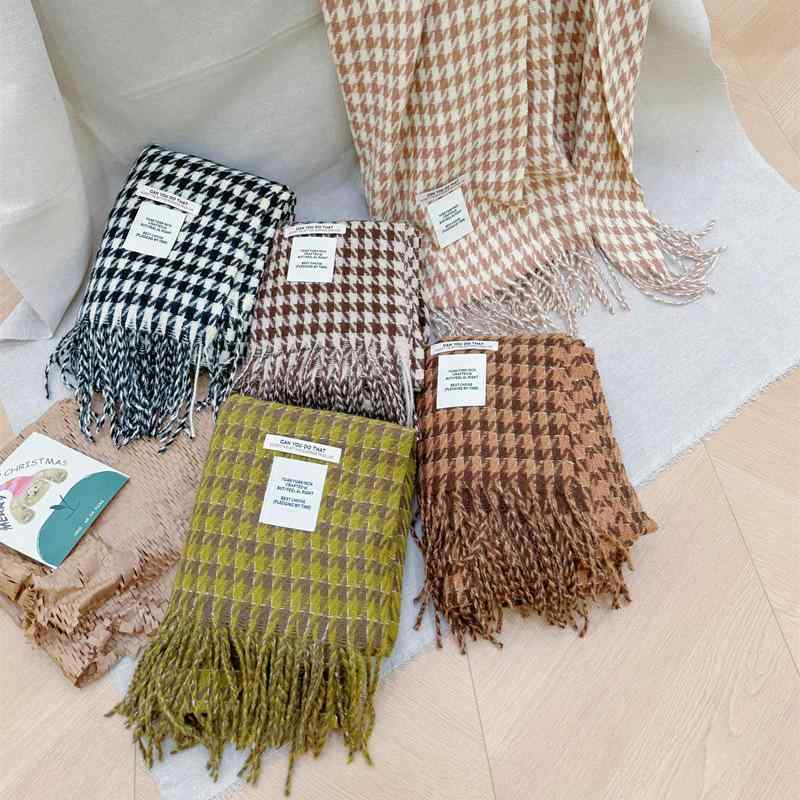 マフラー レディース 秋冬 千鳥格子柄 ストール メンズ 男女兼用 保温性 暖か エレガント モカブラウン..