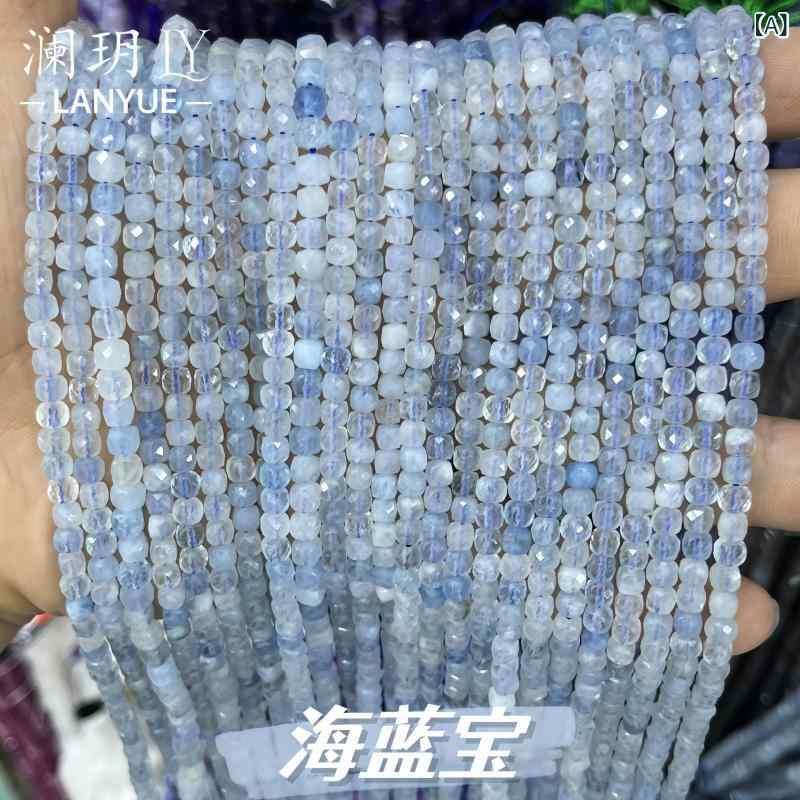 石 ビーズ 4mm 角砂糖 カット 海藍宝 碧玺 水晶 瑪瑙 虎眼石 アマゾナイト ガーネット ムーンストーン(..