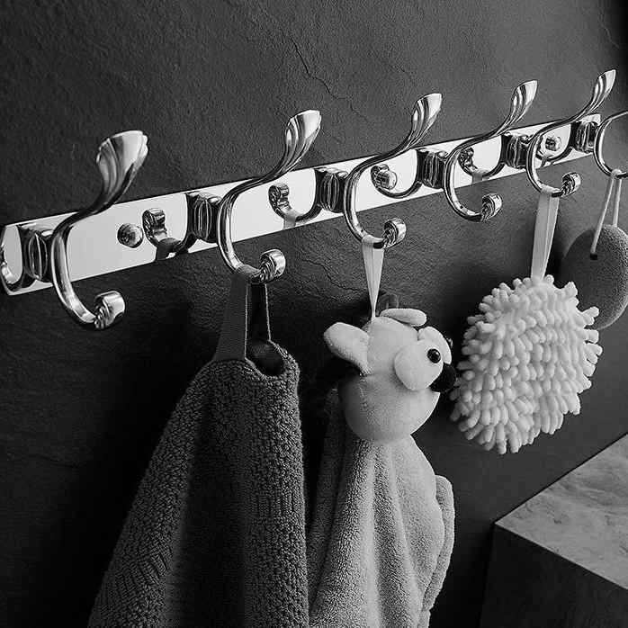 壁掛けフック ステンレス 衣服 コート 帽子掛け ハンガーラック 壁付け 浴室 玄関 扉収納 クロムメッキ ガンメタル