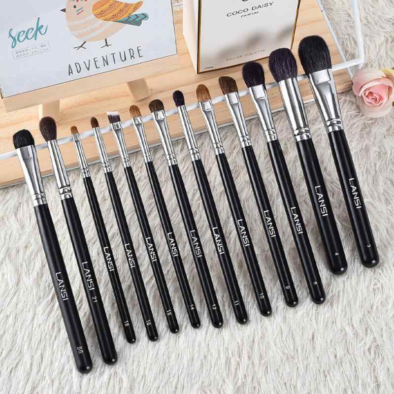 メイクブラシ 13本セット 化粧ブラシ アイシャドウブラシ チークブラシ コンシーラーブラシ 羊毛 木柄 携帯用 メイクアップツール(x3)