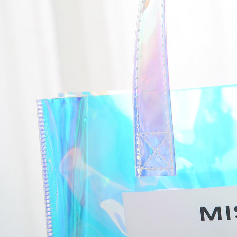 トートバッグ レディース PVC 透明 ハンドバッグ 果物柄 ジェリーバッグ 買い物袋 化粧ポーチ レーザー..