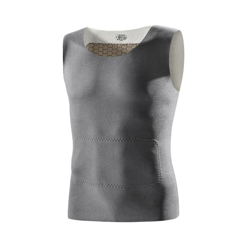 ベスト 男性用 防寒 あったかインナー 接触温感 Vネック スリムフィット 肌着 無地 ブラック グレー系 部屋着 普段使い 秋冬