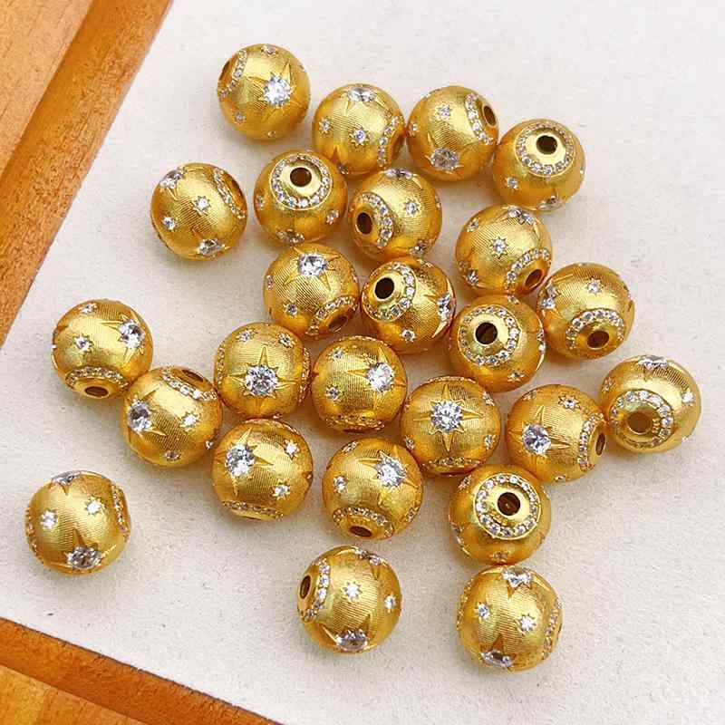 ブレスレット ネックレス S925シルバー 24K金メッキ DIY アクセサリー パーツ 銀珠 ビーズ 白鑽 緑鑽 青鑽(3)