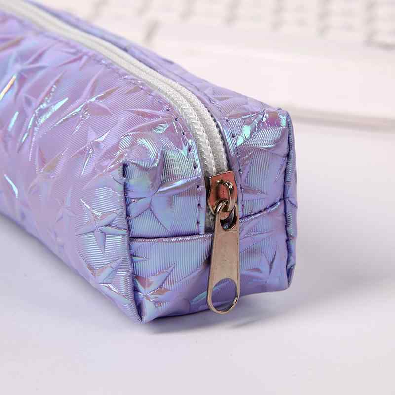 ペンケース キッズ 文具袋 レザー調 立体 五角星 ラメ 筆入れ 子供 学生 通学 普段使い かわいい ホワイト パープル ピンク系(x1000)