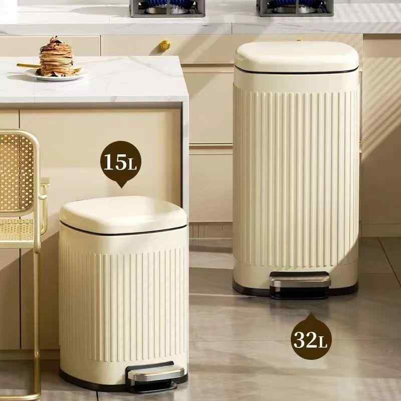 ゴミ箱 フットペダル式 ステンレス製 蓋付き 大容量 12L 20L 25L 32L キッチン リビング トイレ 寝室 蓋付き 静音 クリーム色 グレー 黒(x2)