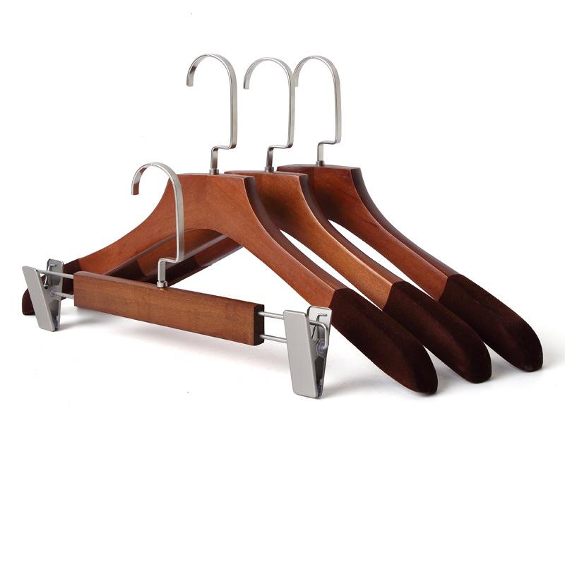 ハンガー 男性用 植毛 衣類ハンガー メンズ 滑り止め 無痕 肩幅広め 厚手 ベルベットハンガー 型崩れ防止 コート スーツ ジャケット(x10)