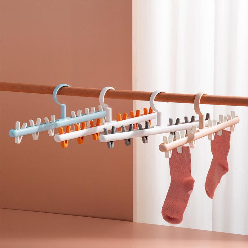 ハンガー レディース メンズ 兼用 多機能 靴下 下着 物干し 洗濯 収納 ラック 防風 ピンク系 ブルー系