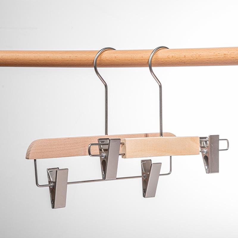 子供用ハンガー 木製 ズボンハンガー 2個セット 挟むタイプ 無痕 滑り止め 変形防止 パンツ スカート ズボン 衣類(x10)