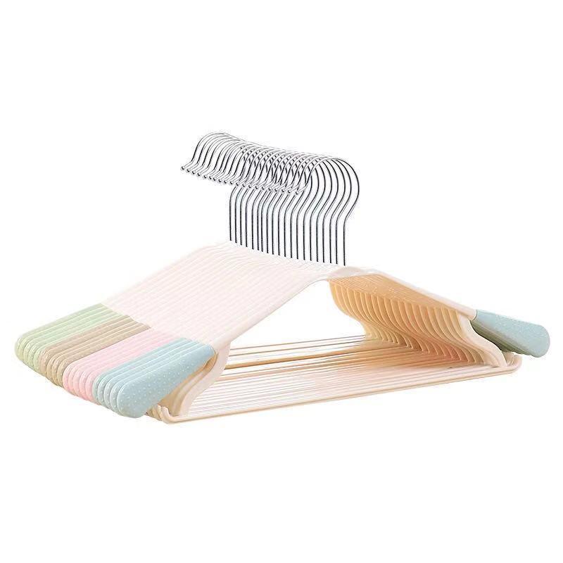 ハンガー レディース 滑らない 型崩れ防止 跡がつきにくい 衣類ハンガー 幅広 肩 収納 5本組 プラスチック(x2)
