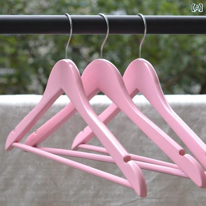 ハンガー レディース 木製 ピンク系 U字型 ズボンハンガー 10本セット 新中式
