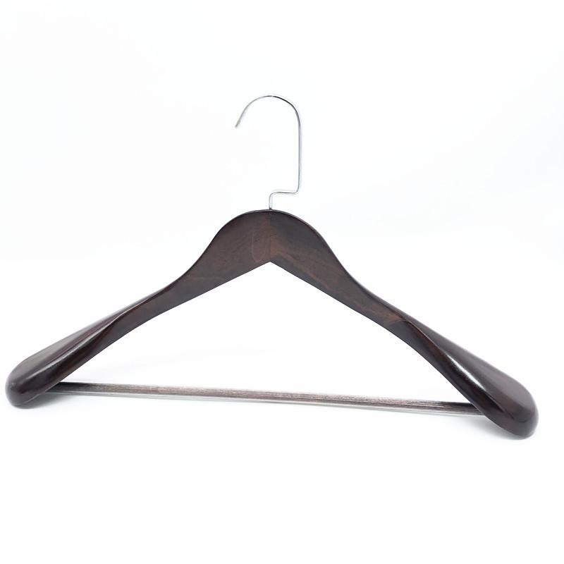 木製ハンガー メンズ レディース スーツ用 ジャケット用 幅広 肩パッド付き 型崩れ防止 コート ホテル 民宿 厚手 木材 丸フック 角フック 白 ホワイト ベ...