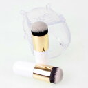 ファンデーションブラシ 携帯用 人工繊維 メイクブラシ BBクリーム パウダーブラシ 丸型 平筆